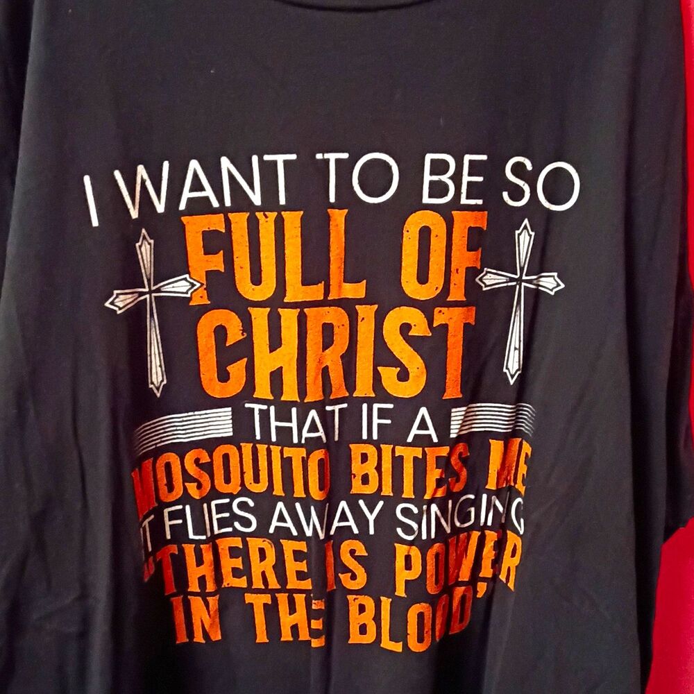 Gildan Men’s 5XLT Black Religious Graphic Quote Crew Neck Cotton T-Shirt